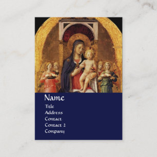 Carte De Visite VIERGE AVEC ENFANT ET ANGELS, bleu