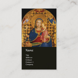 Carte De Visite VIERGE AVEC ENFANT ET SAINTS, bleu noir