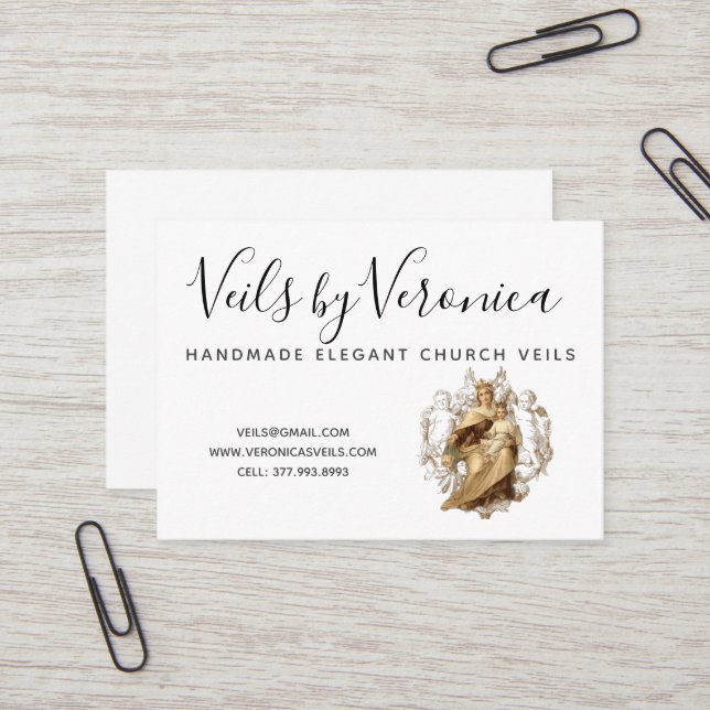 Carte De Visite Vierge catholique traditionnelle Marie Mont Carmel (Devant/Arrière en situation)