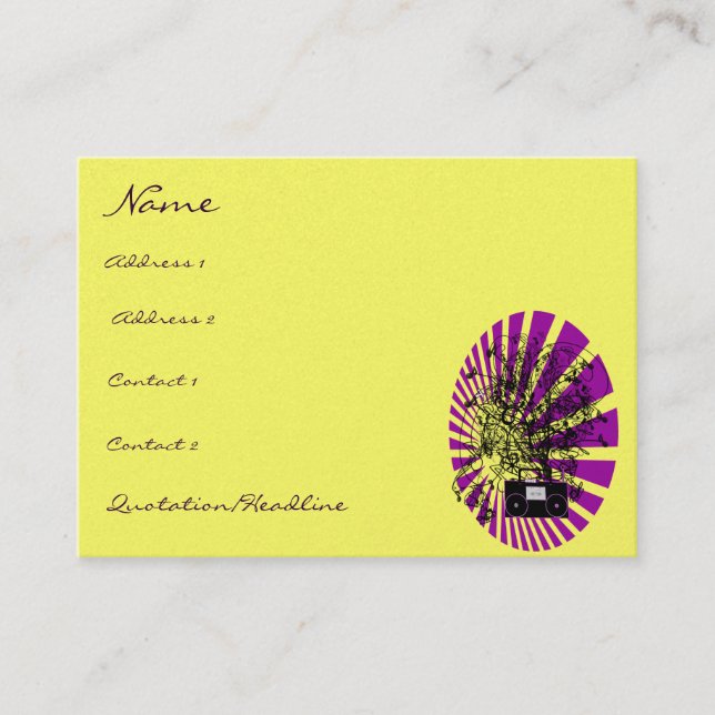 Carte De Visite Vieux BoomBox Shock-Musical Notes Tournes (Devant)