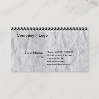 Carte De Visite vieux carnet de papier avec la spirale