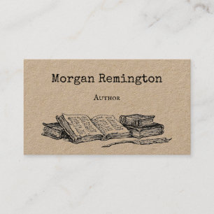Carte De Visite Vieux livres et auteur de quill Bibliothécaire QR