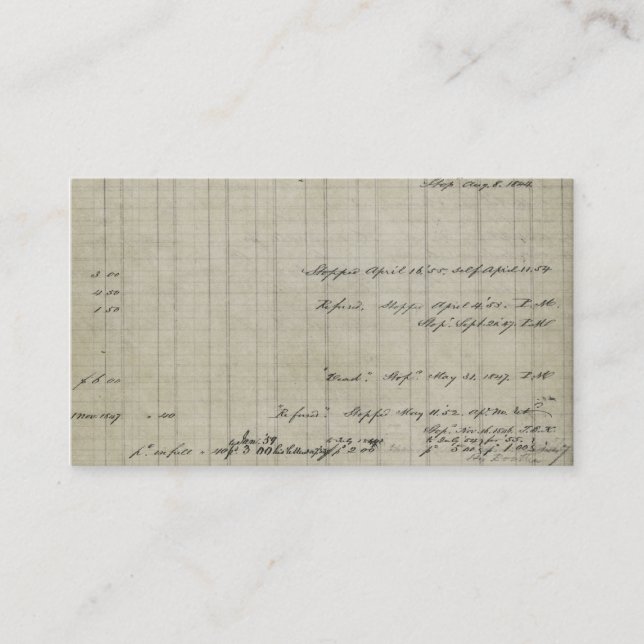 Carte De Visite vieux registre manuscrit (Devant)