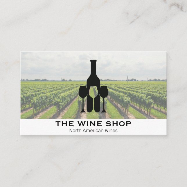 Carte De Visite Vignoble | Bouteille et lunettes (Devant)