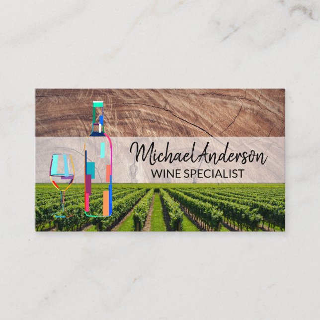Carte De Visite Vignoble | Logo en verre de bouteille Artsy (Devant)