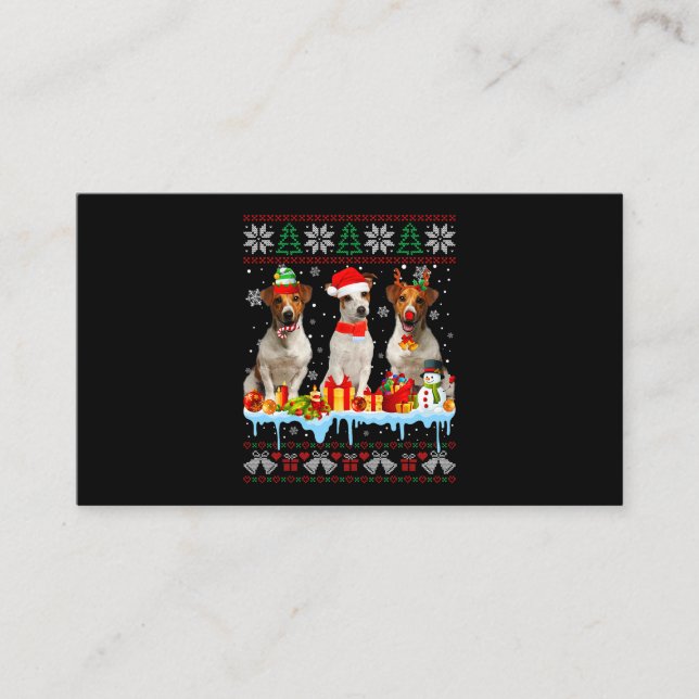 Carte De Visite Vilain Noël Jack Russell Terrier Chien Père Noël N (Devant)