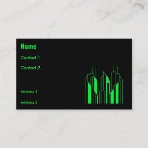 Carte De Visite ville moderne - néon vert noir