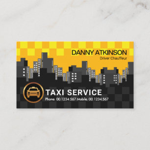 Carte De Visite Ville Skyline Taxi jaune Case à cocher Chauffeur 