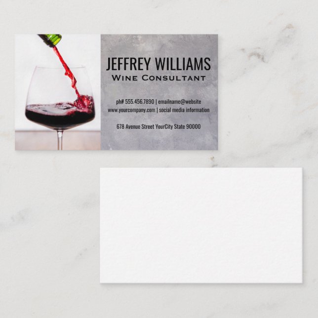 Carte De Visite Vin rouge pour verre | Entreprise (Devant / Derrière)