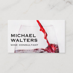 Carte De Visite Vin Versé en verre   Vin rouge