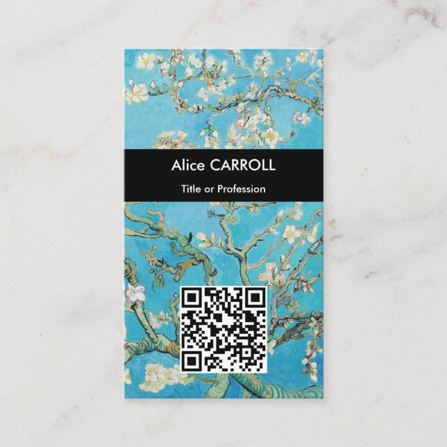 Carte De Visite Vincent van Gogh - Fleur d'amandes - Code QR (Devant)