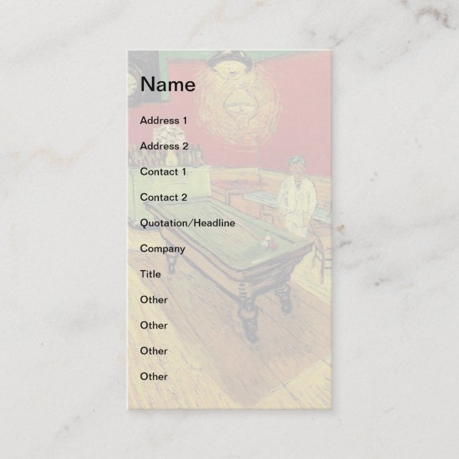 Carte De Visite Vincent Van Gogh - The Night Cafe Fine Art (Devant)