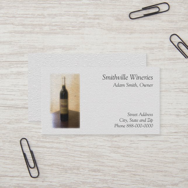 Carte de visite vinicole Wine Bar (Devant/Arrière en situation)