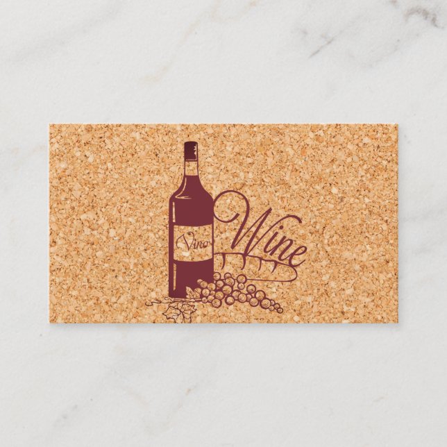 Carte De Visite Vino liège et bouteille de vin (Devant)