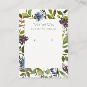 CARTE DE VISITE VINS BLEU VERT PEONY FAUNA WREATH EARRING AFFICHAG