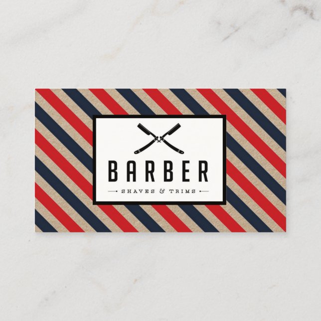 Carte de visite vintage Barber Stripe (Dos)