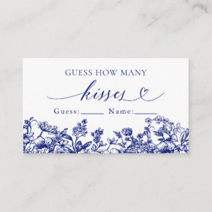 Carte De Visite Vintage Blue Floral Devinez combien de baisers jeu