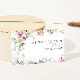 Carte De Visite Vintage Blush Rose Floral QR Code Professionnel