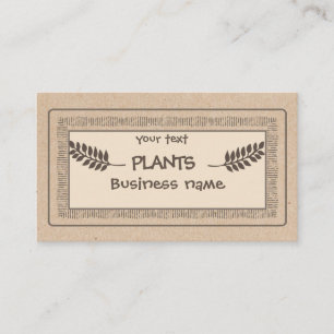 Carte De Visite Vintage branche plante Kraft rustique