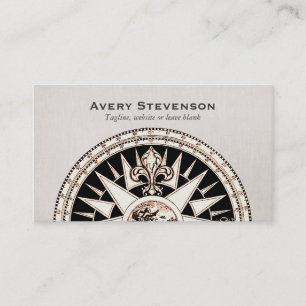 Carte De Visite Vintage Compass Beige Linge Look Finance