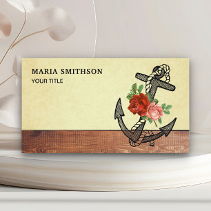 Carte De Visite Vintage Country Rustique Bois Nautilus Floral Ancr