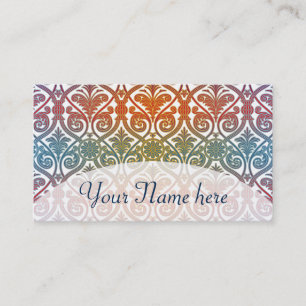 Carte De Visite Vintage Damask Contour Wallpaper - bleu violet rou