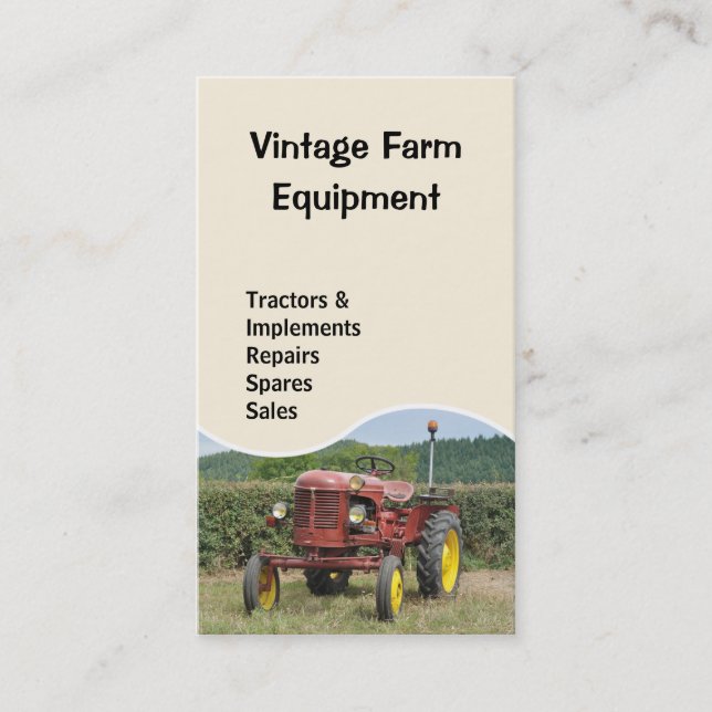 Carte de visite vintage de tracteur (Devant)