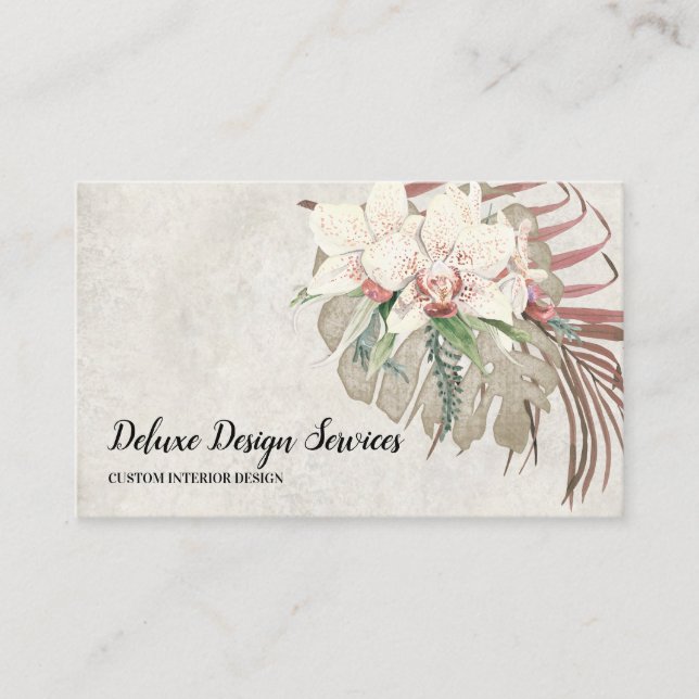 Carte De Visite Vintage Élégant jardin floral d'orchidées (Devant)