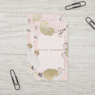 Carte De Visite Vintage Floral Botanique Glam Blush Rose & Or
