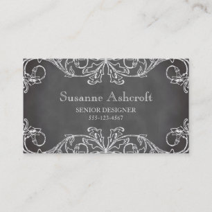 Carte De Visite Vintage floral scroll chalkboard chic designer