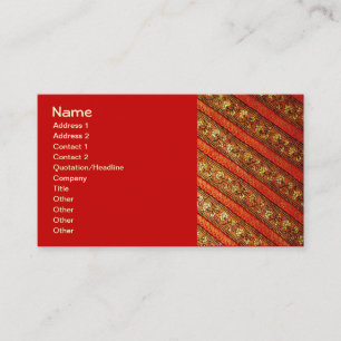 Carte De Visite Vintage modèle floral indien rouge or et soie