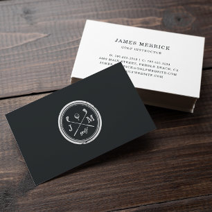 Carte De Visite Vintage Monogram Logo   Golf Pro or Instructor