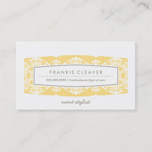 CARTE DE VISITE vintage motif floral panneau jaune