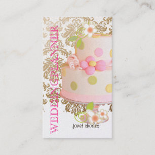 Carte De Visite Vintage, Organisatrice de mariage+Gâteau+Damas Fid