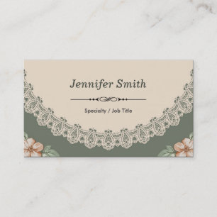 Carte De Visite Vintage Ressort Chic Floral Motif Double Côté