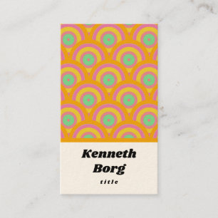 Carte De Visite Vintage rétro 1970 années 70 aqua rose
