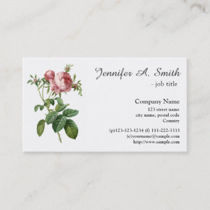 Carte De Visite Vintage rose rose rose fleurs professionnel