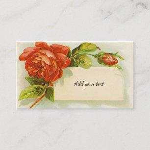 Carte De Visite Vintage, Roses rouges, Aquarelle
