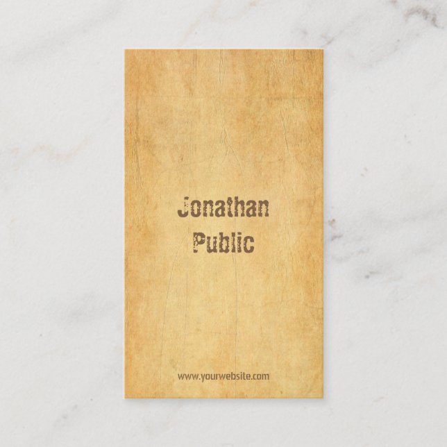 Carte De Visite Vintage Vieux Papier Perdu Script Minimaliste Haut (Devant)