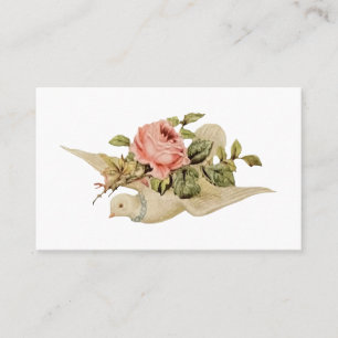 Carte De Visite Vintage White Dove et Flower
