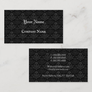 Carte De Visite Vintnage Floral Damask Black Gray Custom