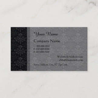 Carte De Visite Vintnage Floral Damask Black Gray Custom