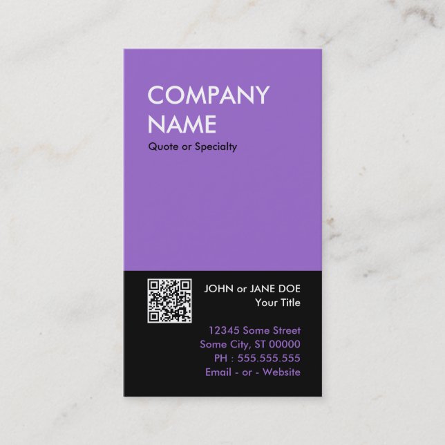Carte De Visite violet audace concevoir votre propre code QR (Devant)
