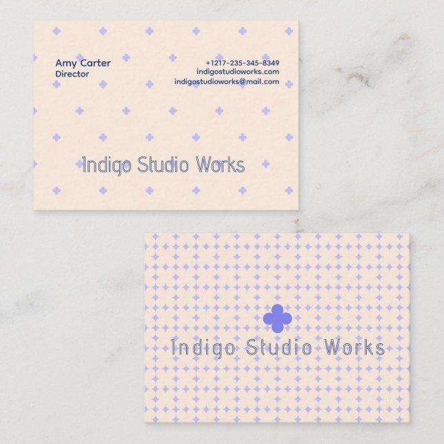 Carte De Visite Violet Cream Yellow Flower Modern Business Card (Devant / Derrière)