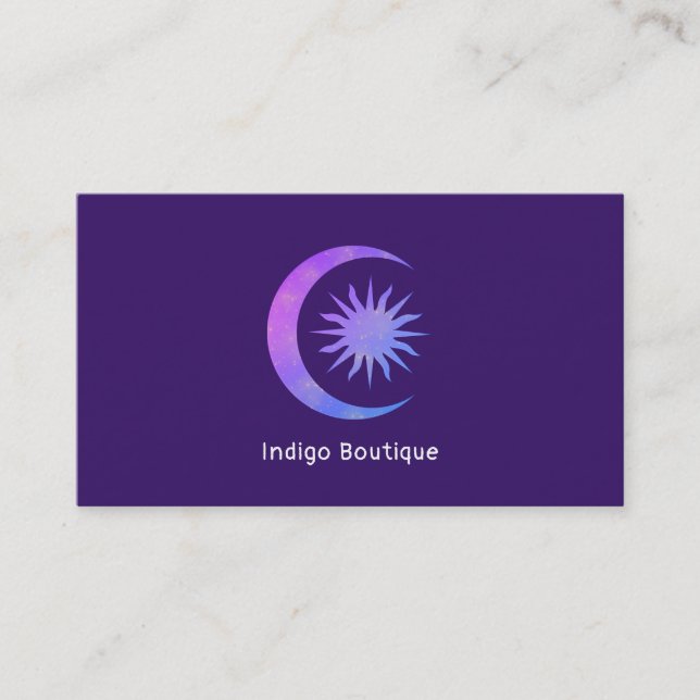 Carte De Visite Violet Indigo Purple Moon & Sun Zen (Devant)