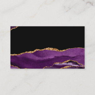 Carte De Visite Violet Marbre Noir Agate Doré Paillettes Luxe Chic