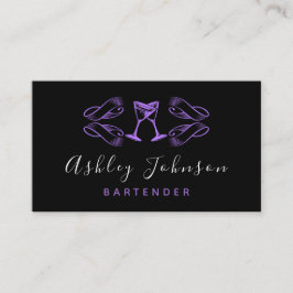 Carte De Visite Violet Martini Lunettes Night Club Bar Bartender