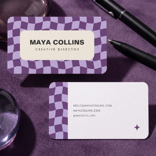 Carte De Visite Violet Ondulé À Carreaux Tendance
