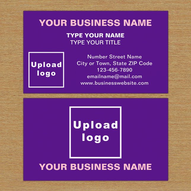 Carte de visite violet style centré aligné (The front and back of the purple business card)