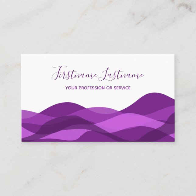Carte De Visite Violet violet abstrait vagues calligraphie entrepr (Devant)